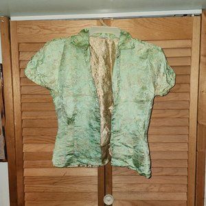 Vintage Green/Gold Silk Blouse